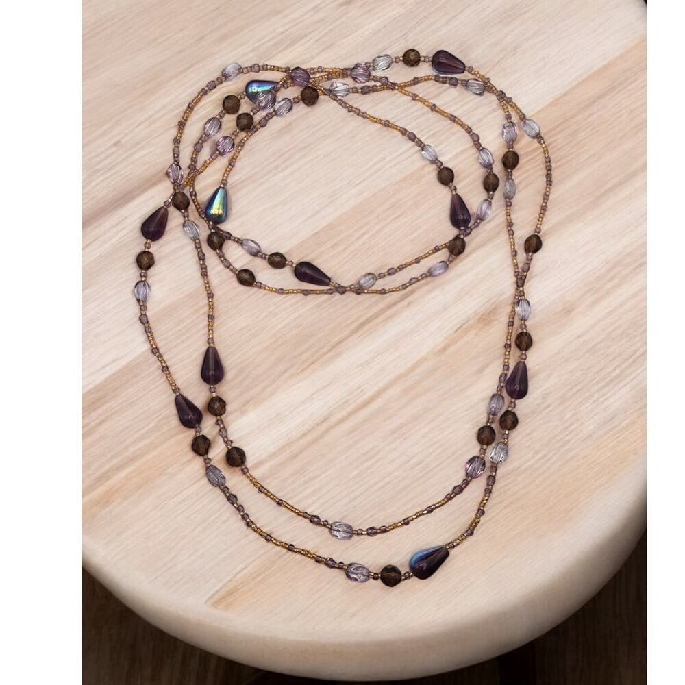 Purple, Bronze & Iridescent Glass Beads Multi-Strand Beaded - Romantic Elegant